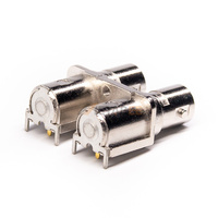 75ohm Nickel Plated Right Angle BNC Female Male Connector Conn Jack Through Hole 50 75 Ohm for Right Angle PCB Mount 2 Ports