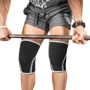 定制标志举重深蹲动力运动护膝可控硅7毫米氯丁橡胶压缩护膝护膝
