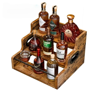 Espositore a 3 livelli in metallo e legno per supermercati, marca OEM, per bottiglie di champagne, liquori e vini di lusso. - Product Image 5