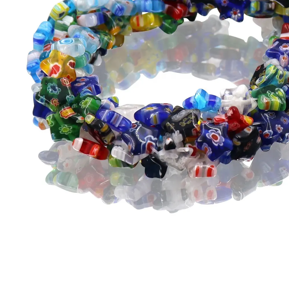 10Mm Gemengde Kleur Vijf Ster Vorm Millefiori Glazen Kralen Groothandel Murano Losse Bloem Diy Sieraden Accessoire