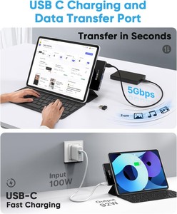 Dockteck iPad Pro <span class=keywords><strong>USB</strong></span> <span class=keywords><strong>C</strong></span> HUB 4K 60Hz <span class=keywords><strong>HDMI</strong></span> 5-in-1อะแดปเตอร์สำหรับ iPad Pro M4 M2 M1 iPad Air 6 5 13 11 3.5มม. สัญญาณเสียง100W PD <span class=keywords><strong>USB</strong></span> 3.0 - Product Image 4
