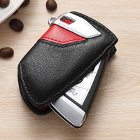 Étui pour clé de voiture en cuir véritable, écologique, à la mode, rouge et bleu, imprimé en sérigraphie, porte-clés, 100% neuf