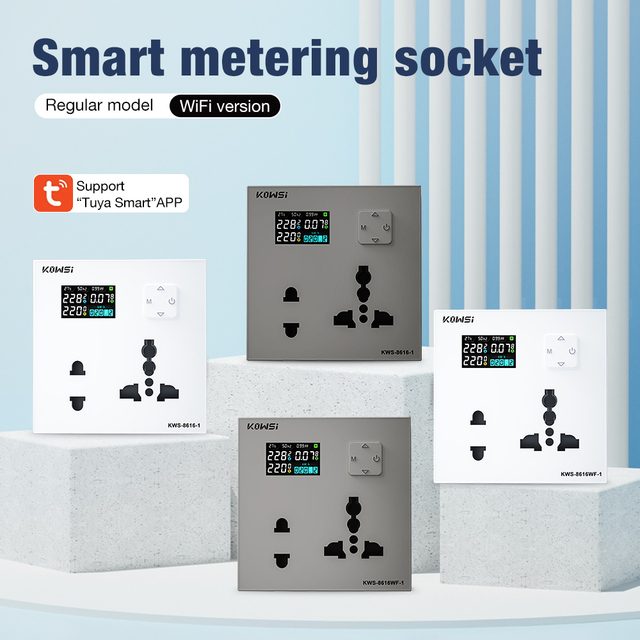Factory New Wholesale KWS-8616-1 Intelligent Metering Socket, Mobile Phone Remote Power-off 16A AC290V Protector Socket