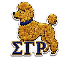 En gros, Patchs brodés SGRho Poodle, bleu roi et or, lettres grecques, thermocollants et à coudre, personnalisés pour sororité, en chenille, style classique