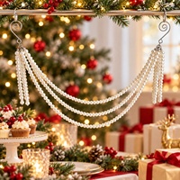 Ornamen Natal Plastik Custom Junge, Hiasan Pohon Natal, Dekorasi Tali Manik-manik, Rumbai Mutiara, Model Karangan Bunga 12345 Buatan