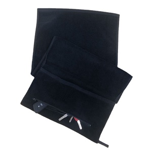 Asciugamano da Palestra Ingrosso 100% Cotone 40*100cm Nero <span class=keywords><strong>con</strong></span> Tasca a Zip e Logo Personalizzato - Product Image 1