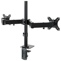 Support de moniteur à double écran avec base de bureau, compatible avec les moniteurs de 14 à 32 pouces, capacité de charge de 8 kg par écran, configuration de bureau ergonomique