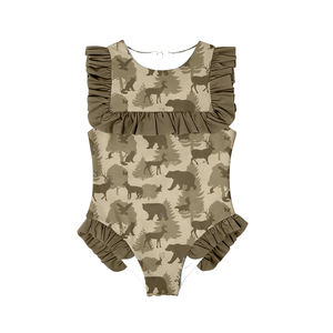 S0598 Custom Little active Girl CAMO Deer Cano Print trajes niños al por mayor niña niño sin mangas conjunto de baño - Product Image 4