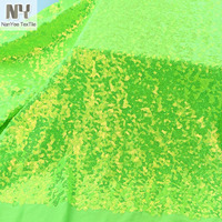 Tissu jersey Nanyee Textile tricoté extensible dans les quatre sens, brodé, avec sequins irisés superposés de 3 mm, vert néon vif, pour chaussures hautes