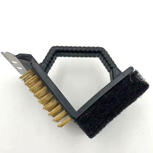 Brosse de nettoyage de grille de barbecue personnalisée avec manche de luxe et grattoir pour un nettoyage sûr des grilles - Product Image 1