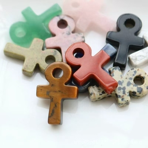 Gros sculpté Ankh breloques, <span class=keywords><strong>Crux</strong></span> Ansata pierre de guérison pierres précieuses pendentif améthyste pour la fabrication de bijoux, env. 30x20mm - Product Image 1