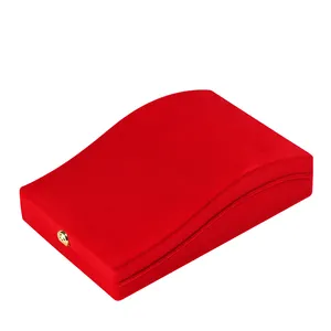 Wholesale Jewelry Packaging Red Flocking Necklace Ring Box Arched Velvet Jewelry Set Case