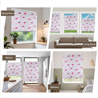 Smartop Modernas Persianas Enrollables Plisadas Inalámbricas con Estampado Rosa Horizontal, de Tela con Lamas Anchas para Ventana Francesa, Sin Perforación, Apertura Superior
