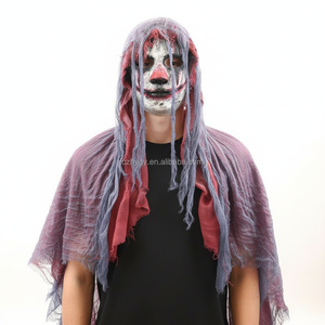 หน้ากากคลุมศีรษะแบบเต็มหัวลายหัวกะโหลกสีม่วง-ดำ สำหรับงานปาร์ตี้ฮาโลวีน ผ้าไหมคลุมหน้าสยองขวัญ อุปกรณ์ประกอบฉากกลางคืน-พลาสติก - Product Image 6