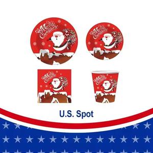 Hot Sell Christmas 50-Stamping Set Thin Paper Tableware & <b>Decorations</b> for <b>Parties</b> Including Paper Plate & Paper Cup - Product Image 2