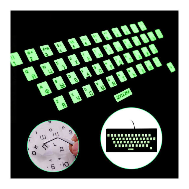 Luminous Waterproof Eco-Friendly PVC Russian Language Keyboard Laptop Protective Film Layout Button Letters Alphabet Stickers