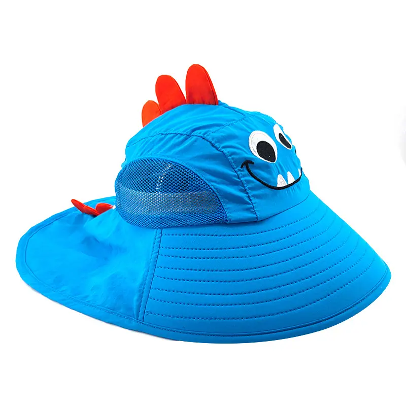 Newest polyester child outdoor travel fishermen sun cap hats animal design wide brim kids bucket hat for children