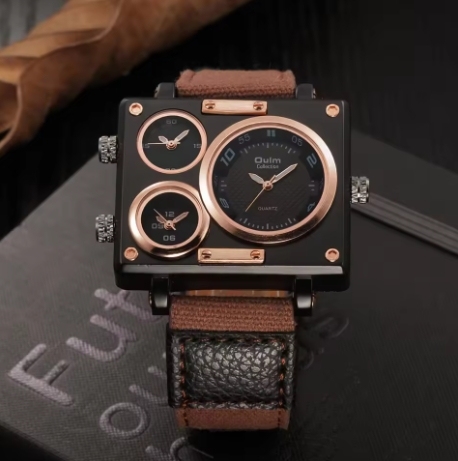 Oulm Brand 3595 Men's Watches Top Luxury Unique Designer Business Fashion Reloj Leather Strap Japan Movt Quartz Watches for Men