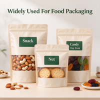 Sachet Doypack Personnalisé Imprimé avec Fenêtre Transparente et Fermeture Zip Refermable, Emballage Alimentaire en Plastique de Qualité pour Snacks, Noix, Bonbons et Fruits Secs