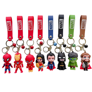 Nuevos héroes Thor 3D llavero de goma portátil Anime Spider-Man Bat Flash y <span class=keywords><strong>Hulk</strong></span> coche colgante regalo para llavero promoción - Product Image 1
