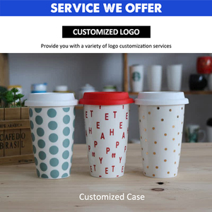 Taza de Café Personalizada al por Mayor de 350 ml para Llevar con Logotipo, Taza de Té de Cerámica de Doble Capa Portátil para Viajes con Tapa de Silicona, Apta para Lavavajillas - Product Image 3