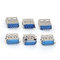 Prise USB 3.0 Type A Femelle 9 Broches à Montage sur PCB Traversant, Contact en Laiton, 30V 1.5A