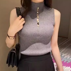 Maglione Estivo da <span class=keywords><strong>Donna</strong></span> <span class=keywords><strong>Senza</strong></span> <span class=keywords><strong>Maniche</strong></span> a Collo Alto, Top Elegante da <span class=keywords><strong>Donna</strong></span> - Product Image 4