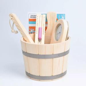 Accesorios de madera para Sauna, kit de cubo con cucharas, temporizador de reloj de arena, novedad - Product Image 2