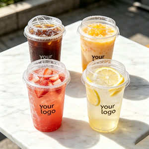 Gobelets en plastique personnalisés avec logo pour animaux de compagnie, 16 oz, jetables, pour café glacé, bubble tea, boba tea, thé glacé au citron, avec couvercles - Product Image 1