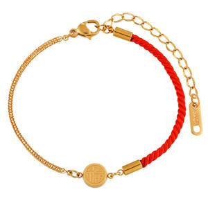 Bracelet <span class=keywords><strong>en</strong></span> corde rouge <span class=keywords><strong>en</strong></span> <span class=keywords><strong>gros</strong></span>, <span class=keywords><strong>en</strong></span> acier inoxydable plaqué or 18 carats, <span class=keywords><strong>bijoux</strong></span> élégants, à la mode et délicats <span class=keywords><strong>pour</strong></span> femmes - Product Image 1