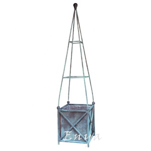 Vertical Garden Plant Pot <strong>Planter</strong> with Metal <strong>Trellis</strong> Obelisk <strong>Large</strong> Outdoor Steel Iron CLASSIC Square Support Green Patio Decor - Product Image 2