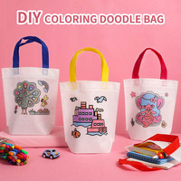 Tas Tote Non-Woven Custom Grosir untuk Mewarnai Sendiri, Tas Lukis Anak yang Dapat Digunakan Kembali untuk Aktivitas Interaktif Orang Tua-Anak