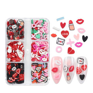 Decorazioni per Unghie 3D Personalizzate con 6 Scomparti, Rossetto Rosa Chiaro e Cuori, Confezione Regalo in Plastica Marca OYS, MOQ 30 Scatole, Tema <span class=keywords><strong>Amore</strong></span> e Romantica - Product Image 2