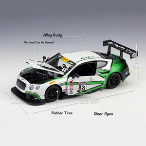 1/24 Diecast <span class=keywords><strong>Bburago</strong></span> Continental GT3 versione da corsa modello di <span class=keywords><strong>auto</strong></span> in metallo Design a tre porte modello pressofuso personalizzato - Product Image 5