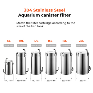 Filtro a Secchio 10L Premium in Acciaio Inox Cilindrico Esterno Super Jet per Acquario da 100cm Ecologico - Product Image 5