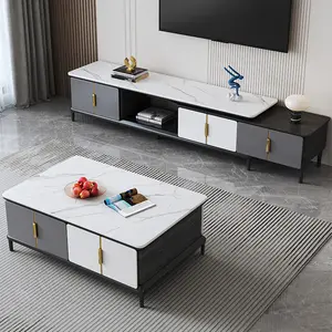 Toptan beyaz Tv dolabı masa depolama raflı ahşap konsol ev ofis mobilyaları oturma odası dolapları TV standları mermer