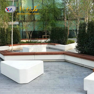 New Stone Building Materials Round <b>Stool</b> White Cement Outdoor <b>Garden</b> Chair High Performance Concrete Indoor Outdoor Use - Product Image 3