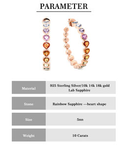 Pendientes de Aro de Colores del Arcoíris, Oro de 18K, Joyería para Mujer, Pendientes de Aro Redondos Geométricos, Pendientes Huggie de Corazó<span class=keywords><strong>n</strong></span> Abierto para Damas - Product Image 6