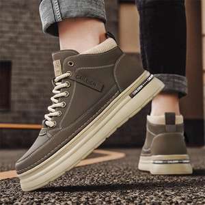 Nouvelles Bottes de Travail Montantes pour Hommes Automne Hiver 2026 – Style Rétro, Lacets, Semelle Épaisse en PVC, Imperméables, Confortables et Respirantes - Product Image 1