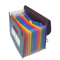 Organiseur de documents extensible en PP noir à 12 pochettes avec pochettes intérieures arc-en-ciel, pour usage de bureau, organiseur de documents accordéon