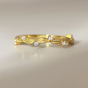 Anillo Apilable Clásico de Latón con Piedras Preciosas, Diseño Nuevo, Chapado en Oro de 18K con Ágata Musgosa para Mujer - Product Image 2