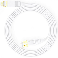 Cable Ethernet Plano Cat7, Chapado en Oro, Sin Enredos, Ultrafino, Cubierta de PVC Duradera, 10Gbps, STP Blindado, Cable de Conexión RJ45 para Juegos