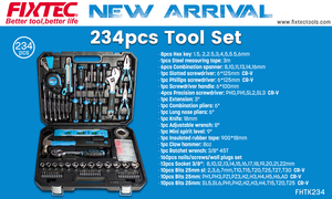 Juego de Herramientas Manuales Multifuncionales FIXTEC de 234 Piezas, Juego de Llaves de Trinquete Profesional para Mecánicos, Caja de Herramientas, Kit de Herramientas FHTK234 - Product Image 6