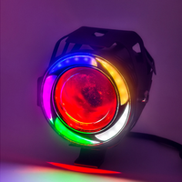Phare LED universel pour moto U7, lumières colorées pour scooter, moto, feu antibrouillard avant, yeux d'ange et de démon, extérieur