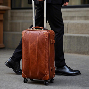 Venta al por mayor de gran capacidad de viaje de negocios caso de cuero genuino de los hombres bolsa de la carretilla del equipaje maletas con ruedas - Product Image 6