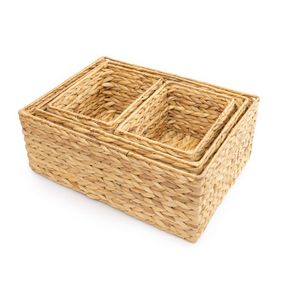 Eco Friendly Natural Seagrass Wicker Water Hyacinth <b>Rectangular</b> Storage <b>Basket</b> Shape Boho Style Wholesale Vietnam Manufacturer - Product Image 3