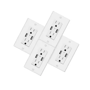 Tomada de parede americana 110v, com carregador usb duplo 4.2a