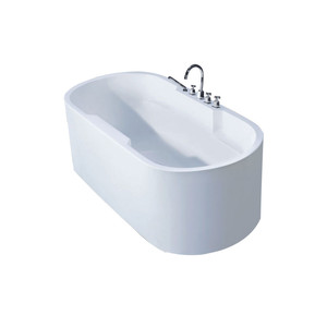 Baignoire autoportante moderne en acrylique blanc avec drain - Product Image 2