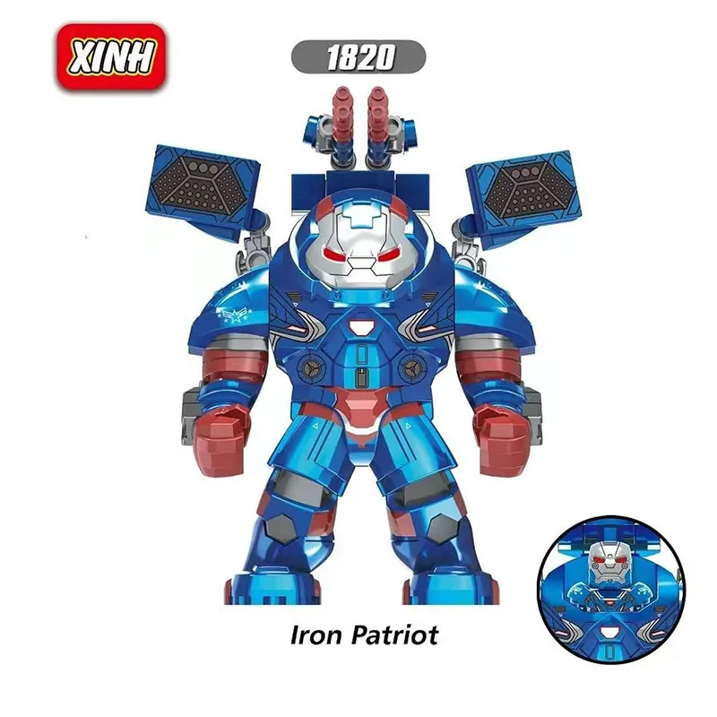 Superhelden Film Karakter Big Size Action Ijzer Partriot Full Body Blauw Metalen Heldere Bouwsteen Action Figures