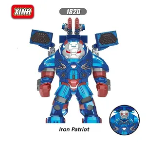 Superheroes Movie Character Big Size Action Iron Partriot Full Body Blue Metal Bright Building Block Action Figures